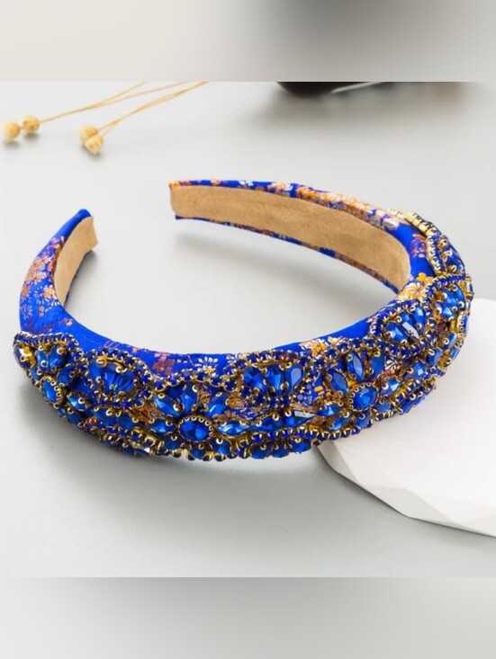Accessories - Headband Blue Rhinestone Beaded Elegant